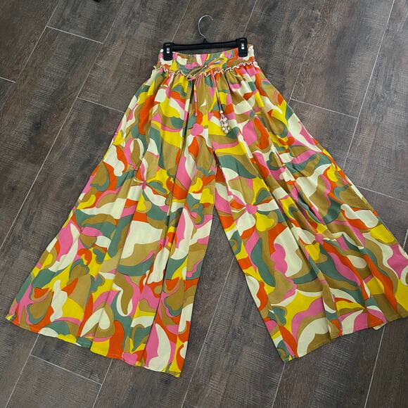 True Destination Resort Wear Bohemian Retro Flare Pants Wide Leg Size Medium - Picture 2 of 10